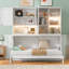 Lit escamotable mural simple avec armoire de rangement, tablettes, lit pliable peu encombrant avec lumière et USB, blanc-1031746925