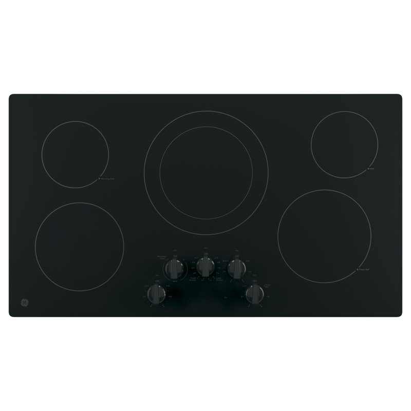 Built-in 36" Electric Cooktop with 5 Burners, Black