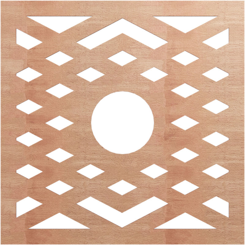 Médaillon de plafond à chevrons en bois aggloméré 30 po x 7 3/4 po x P 3/8 po, Cerisier, H 28 po x l 28 po x P 0,25 po