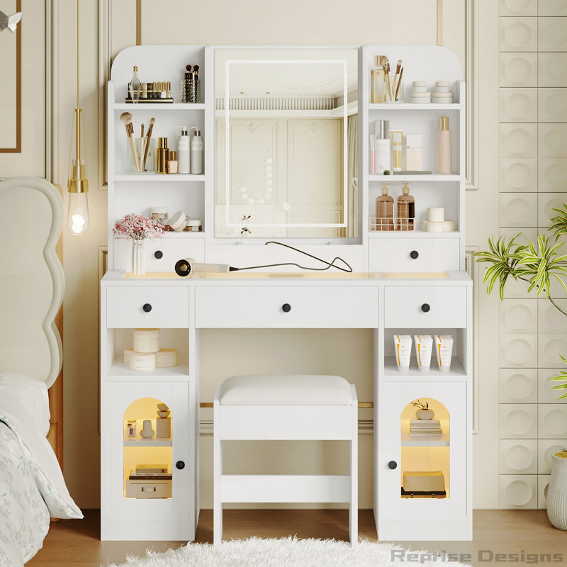 Coiffeuse 43,2 "avec miroir DEL et lumières