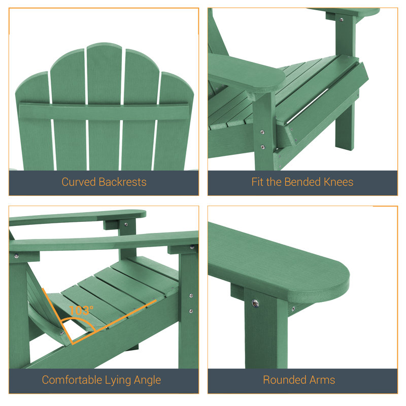 Chaise Adirondack de HiPS résistante aux intempéries, Vert