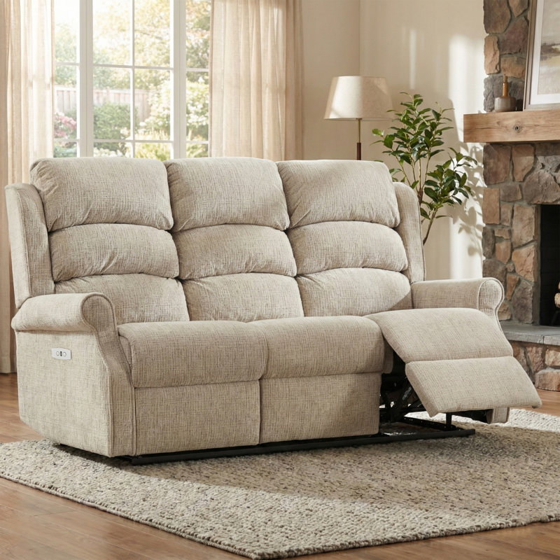 Constantino 3 Seater Electric Reclining Sofa, Beige
