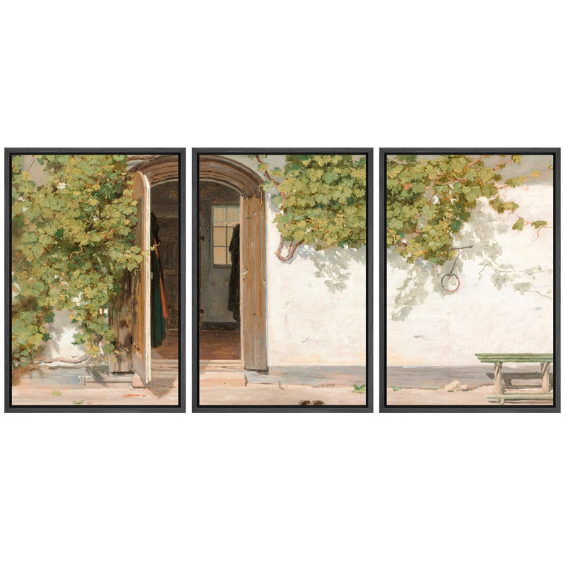 "Porte d'entrée rustique avec vignes", Cadre noir, H 24 po x l 16 po