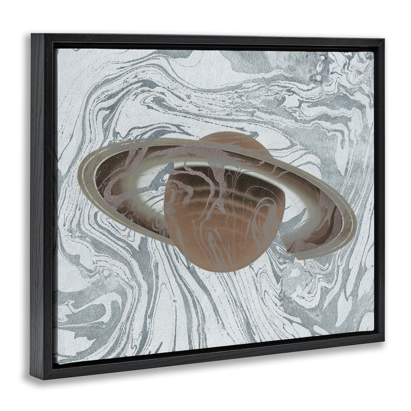 Art mural marbré sur toile à motif flottant planète or par Daphne Polselli, Noir, noir, noir, noir, H 25 po x l 31 po