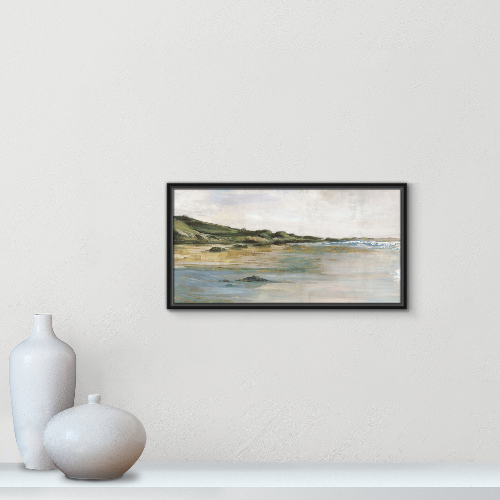 Tide’s Edge Print by , 13.5" H x 25.5" W, Black