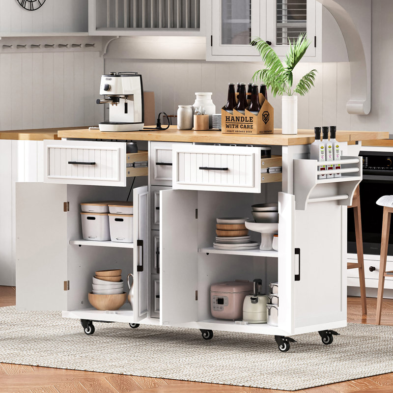 56.5'' Kitchen Island With Drop Leaf