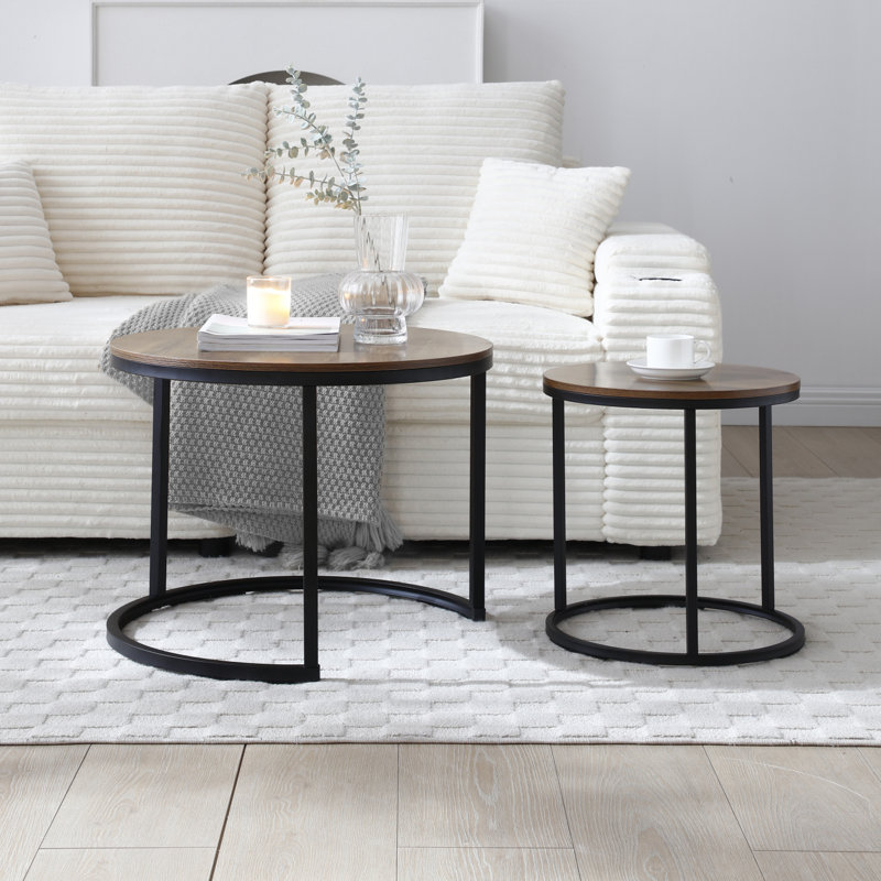 Set Of 2 Nesting Coffee Tables With Metal Frame