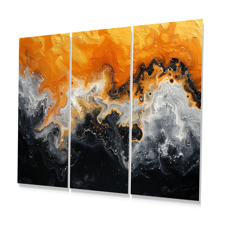Ensemble de décorations murales abstraites orange et orange, H 28 po x l 36 po, Sans cadre
