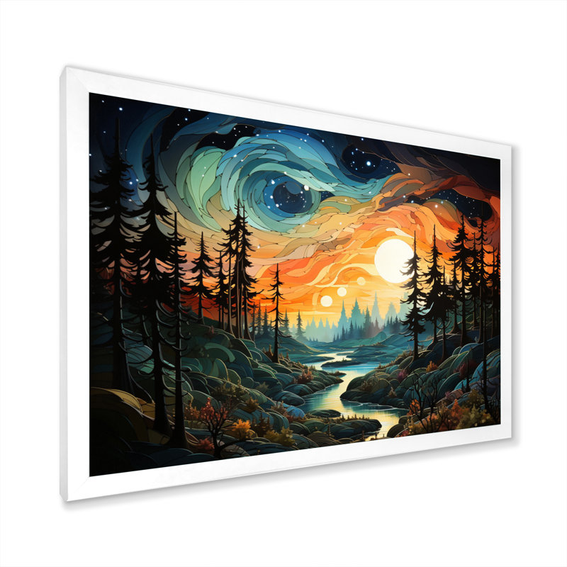Vrysoules Landscape Aurora Borealis Natures VIII Framed On Canvas Print, Cadre simple blanc, H 24 po x l 32 po x P 1 po