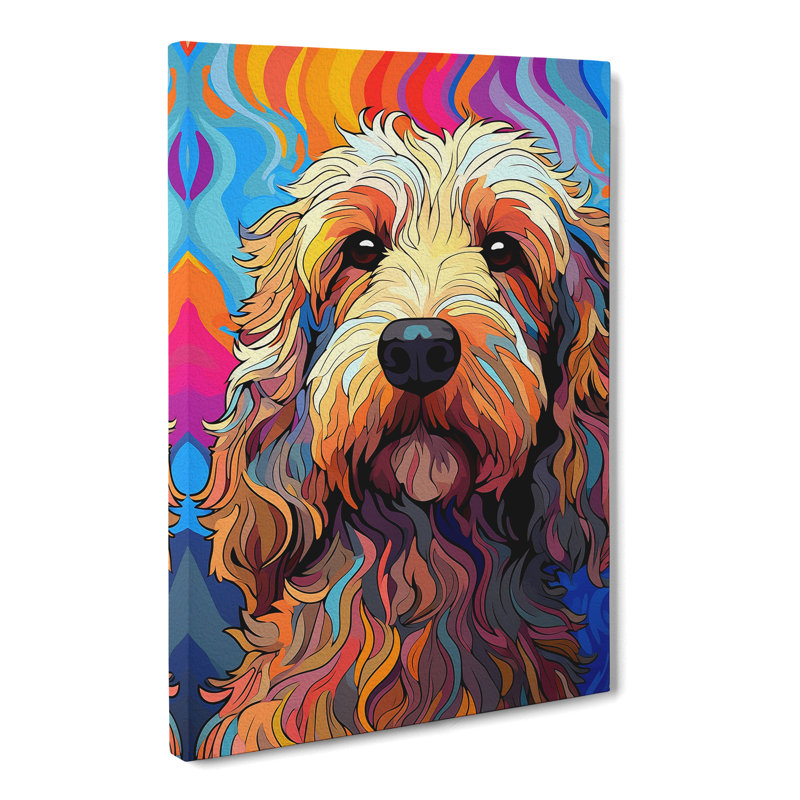 Labradoodle Op No.4 - No Frame Print, 50cm H x 35cm W x 3cm D