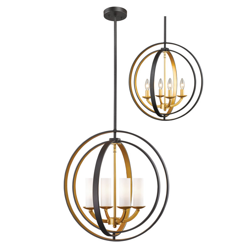 Kiara 4 - Light Steel Globe Chandelier, Brushed Nickel, 20.63" H x 19.88" W x 17.25" D