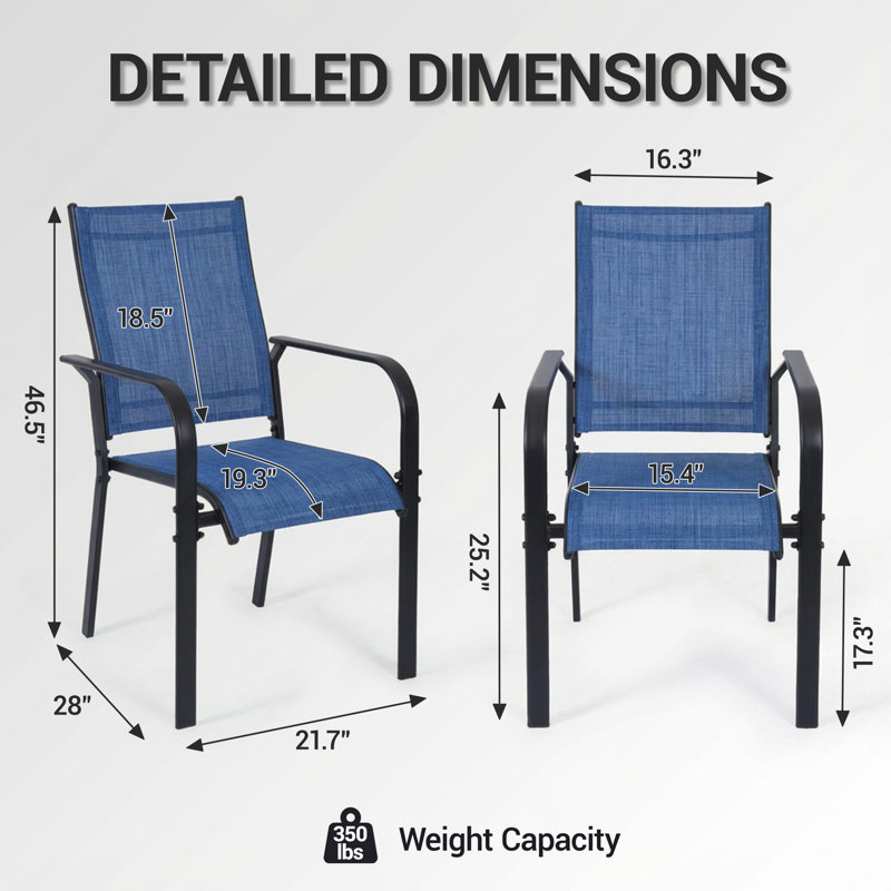 Ensemble de 8 chaises de patio pour l'extérieur, Ensemble de 8 pièces bleues