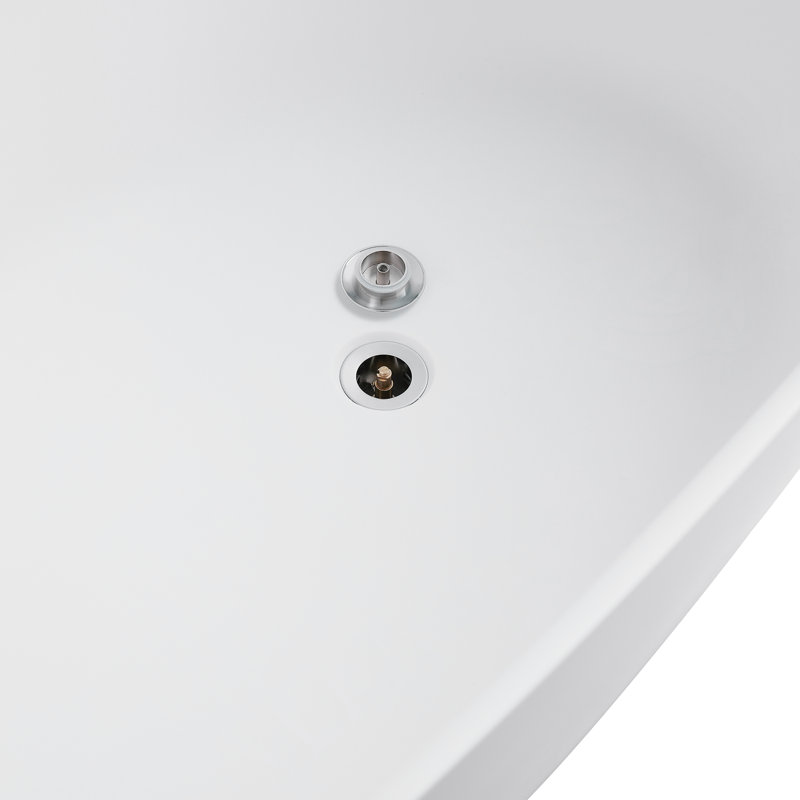 Modern Noir 65″ Luxury Freestanding Solid Surface Soaking Tub, cUPC Certified, Sculptural Ergonomic Design, White
