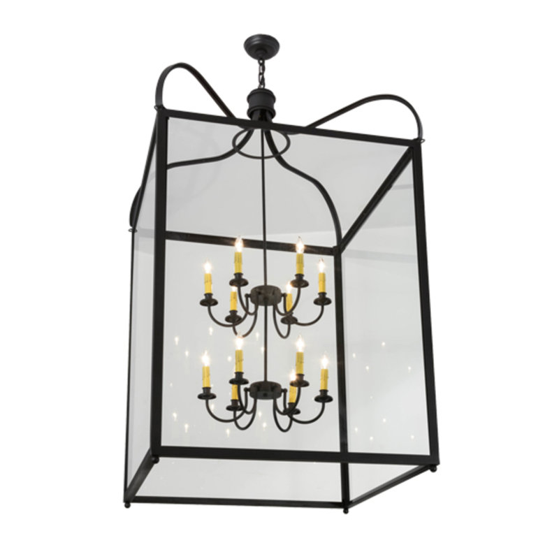 Lustre rectangulaire à 12 lumières Solfrid, H 63 po x l 42,5 po x P 42,5 po