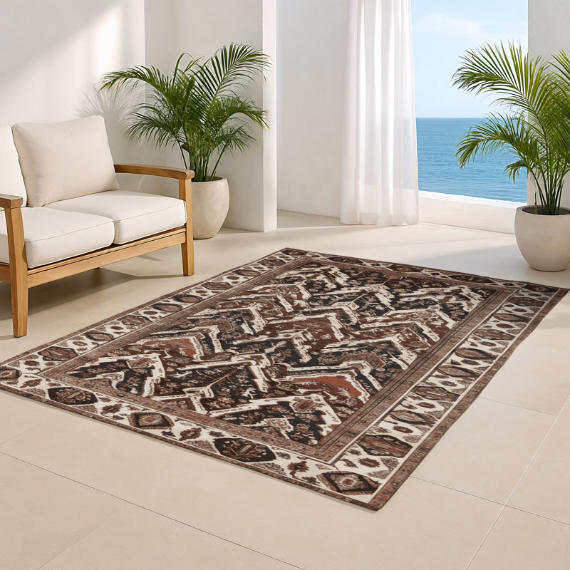Tapis d'intérieur et d'extérieur brun Persian, Rectangulaire 8 pi x 10 pi