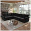Canapé modulaire en chenille de 118 po en L avec lit escamotable, accoudoirs roulés et garniture cloutée, noir