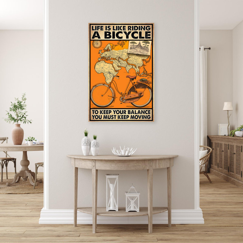 «Life Is Like Rider A Bicycle» - Rectangle 1 pièce, H 36 po x l 24 po x P 1,25 po