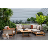 Fuegi Outdoor Patio 4pc FSC Teak and Rope Sectional Seating Set