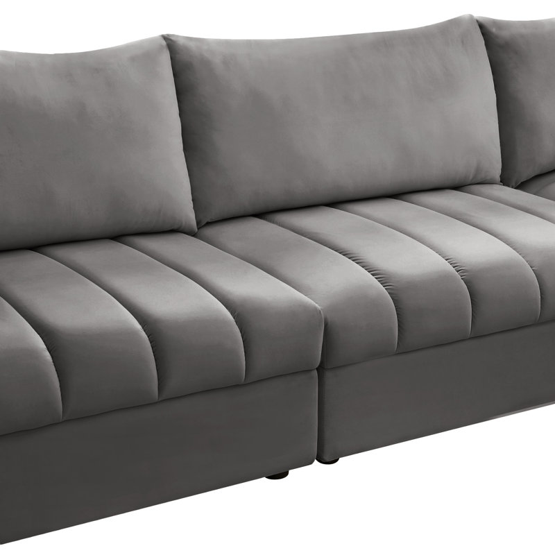 Ensoll Velvet U-Shaped Sectional Reversible, Grey Velvet