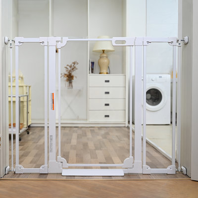 40" Tall Clear Acrylic Baby & Pet Gate - Auto-Close, Dual-Lock, Fit 29-47" Doorways, Stairs, Hallways White