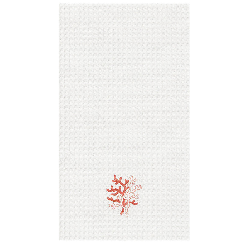 Coral Waffle Weave Kitchen Towel Set of 2