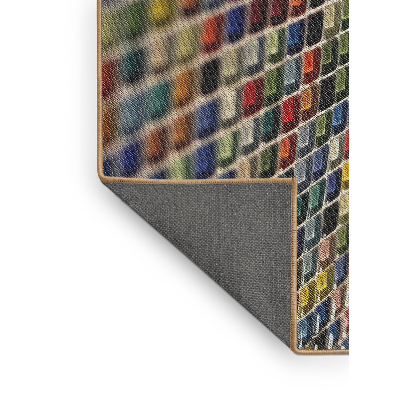 Tapis orange/bleu tissé à la machine, Rectangle 6 pi x 9 pi