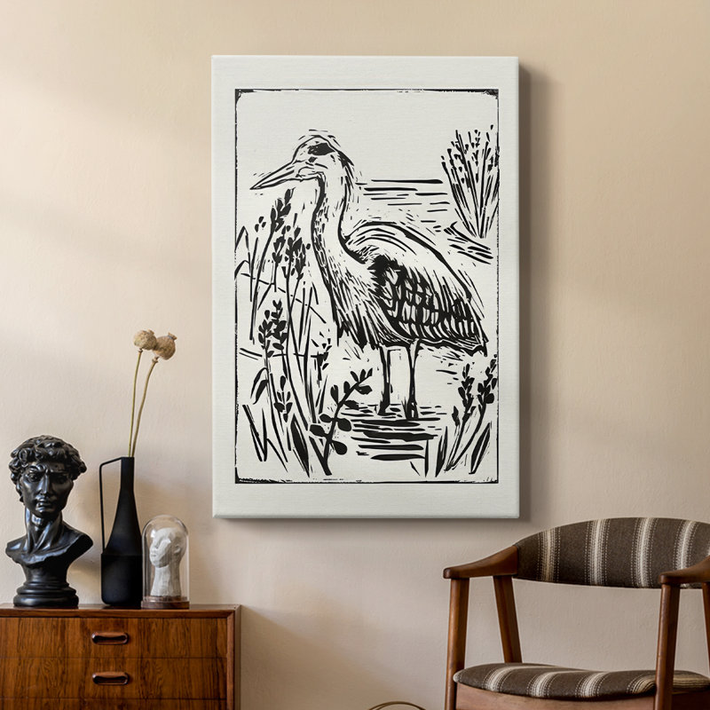 Linocut style Seabird I - galerie sur mesure, H 27 po x l 18 po