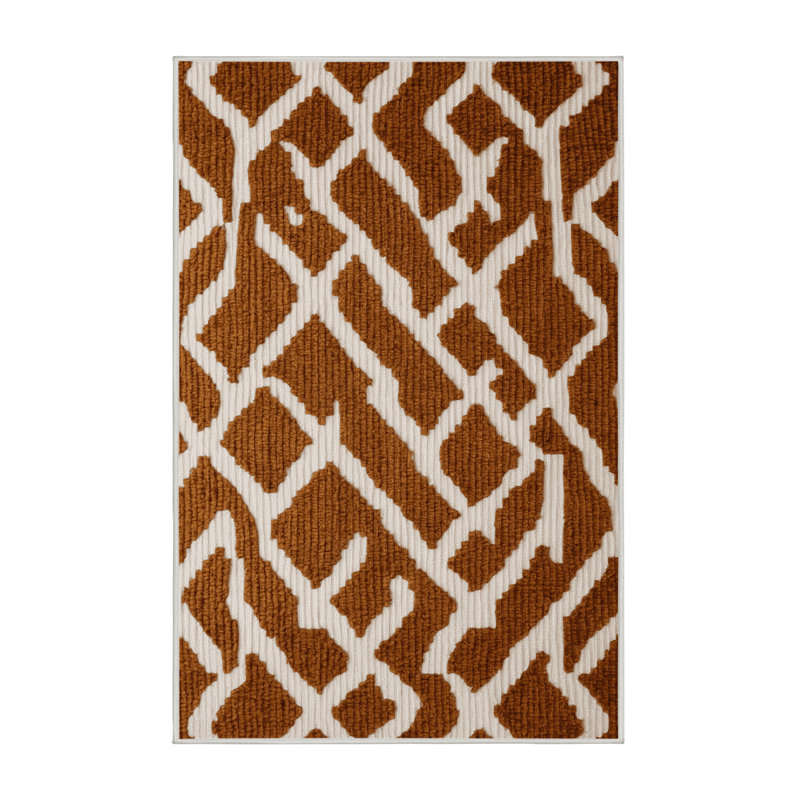 Machine Washable Trellis Beige Area Rug, Rectangle 8' x 12'