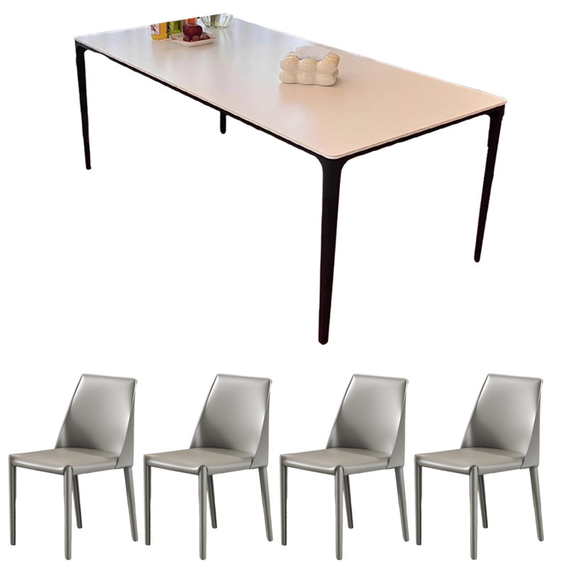 Rectangular modern simple white rock table, 29.53"H x 70.87"L x 35.43"W