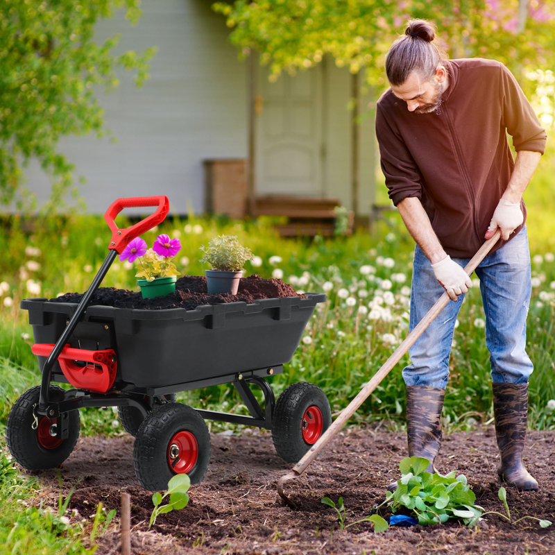 800LBS Heavy-Duty Garden Dump Cart with Steel Frame