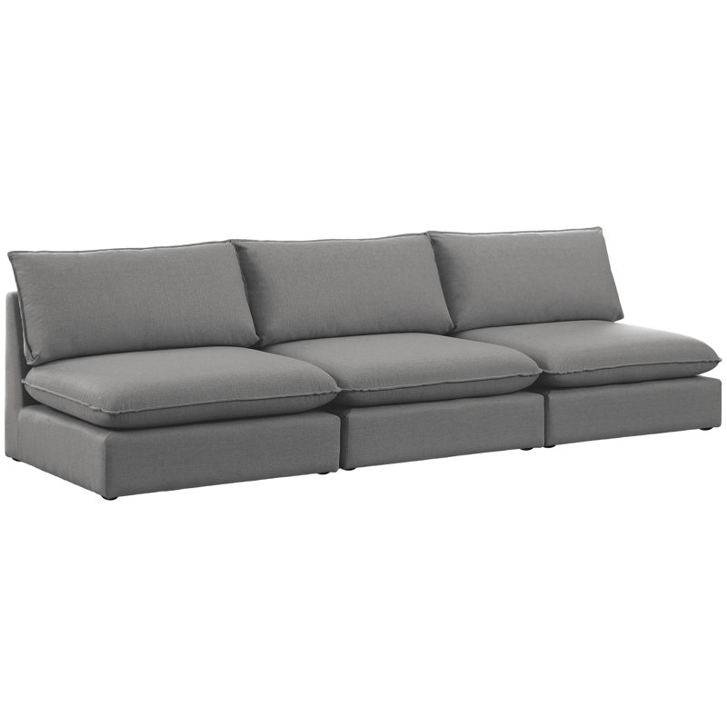 Canapé modulaire Tupman, Tissu gris texturé en lin