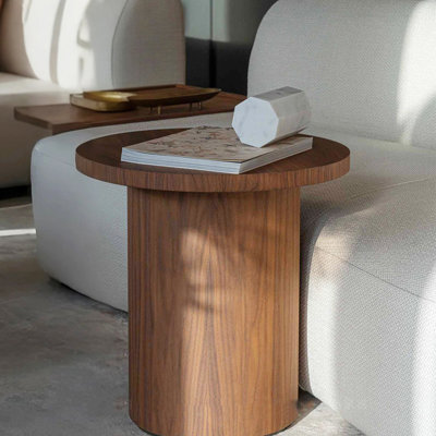 Minimalist Round Walnut Coffee Table