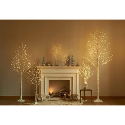 Lighted White Birch Tree 6FT 128L For Christmas Holiday Wedding Party Decorations Tree Lights Plug In Indoor Outdoor Use
