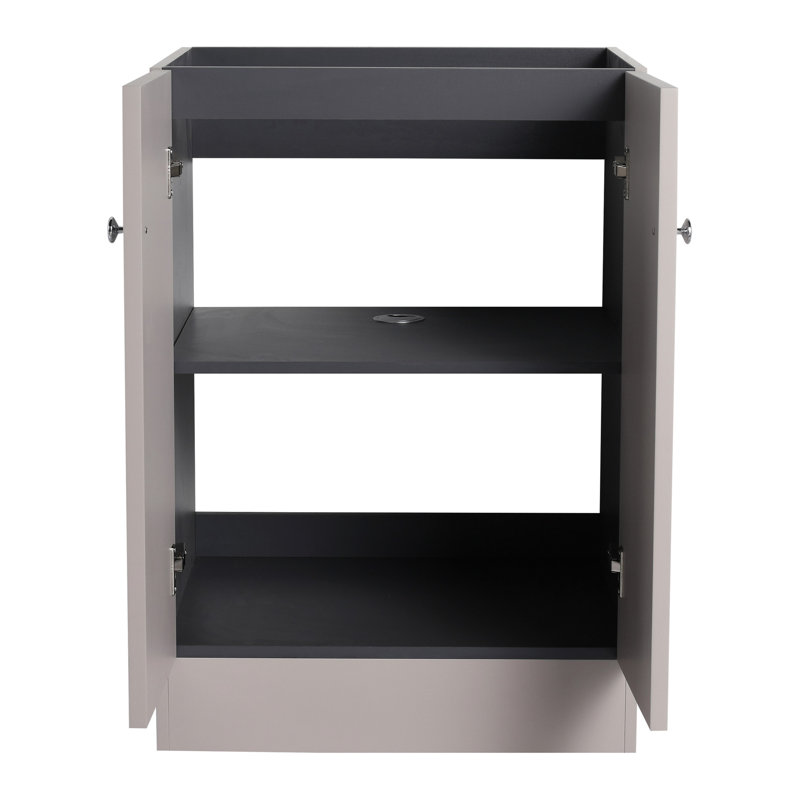 Freestanding 24" Bathroom Vanity With Soft-Close Cabinets - Khaki Modern Plywood 2 Cabinet Doors Style Material, 24"