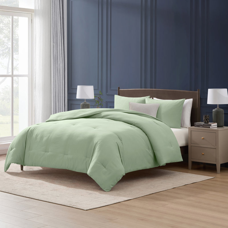  soft microfiber 3 piece comforter set with pillow shams, Sage Green, Queen Comforter + 2 Standard Shams