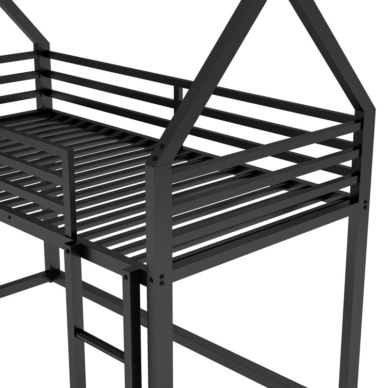 Lit superposé simple au-dessus de simple avec échelle intégrée,, Black