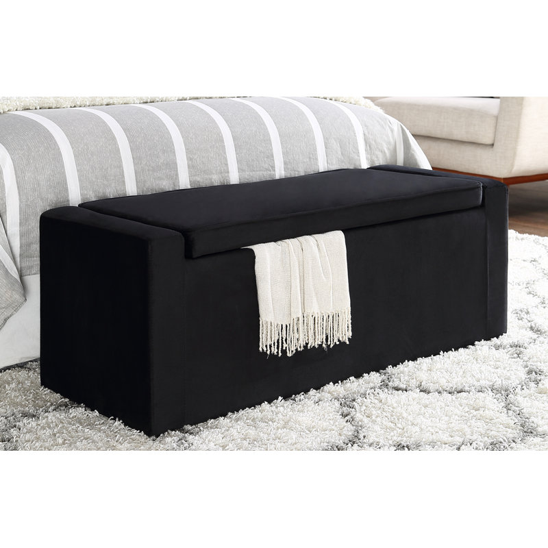 Banc de rangement en velours Fabroni, Noir