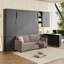 Grand lit escamotable avec canapé intégré, bureau en L et rangement-933542053
