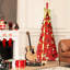 Arbre de Noël rouge escamotable de 6 pi, 150 lumières à DEL blanc chaud, tous les articles de décoration pour un look des Fêtes complet, espace et arbre à utilisation à long terme avec des accessoires festifs entièrement ornés, de superbes petits espaces de vie