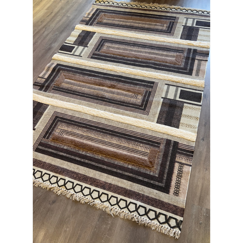 Tapis intérieur / extérieur en coton Iyleen, Rectangle 5 pi 1 po x 7 pi 7 po