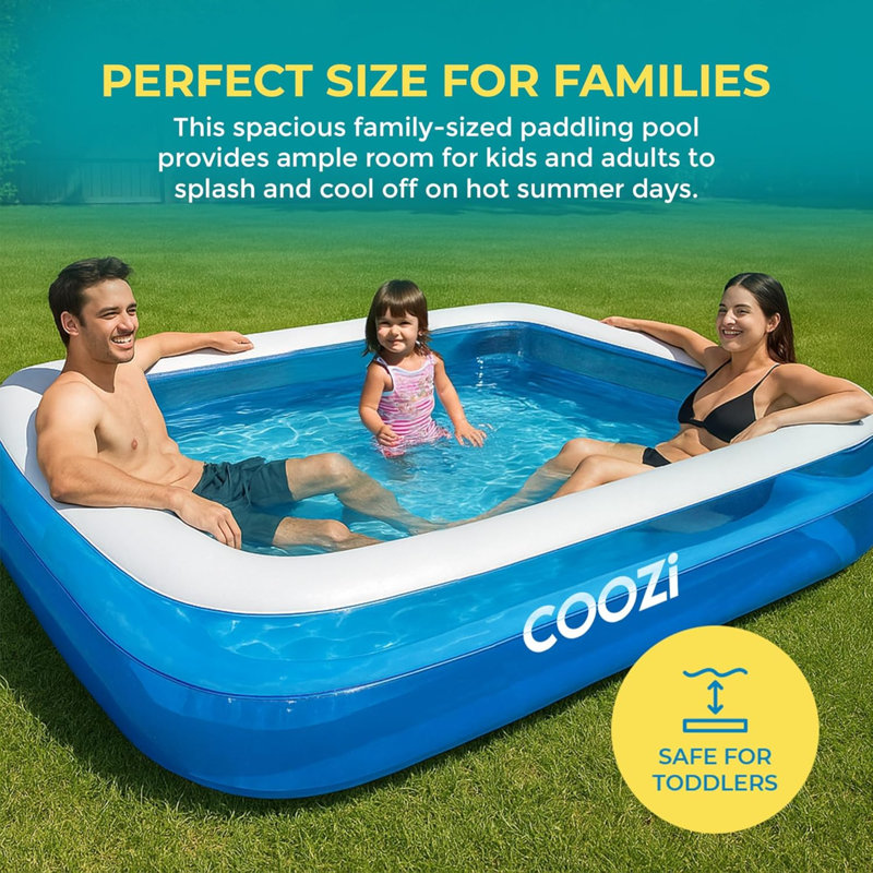 Polyvinyl Chloride (PVC) Rectangle Inflatable Pool 51cm H x 150cm W x 210cm L