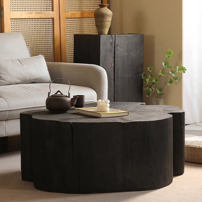 Table basse noire italienne minimaliste moderne, H 13,8 po x L 33,5 po x l 33,5 po