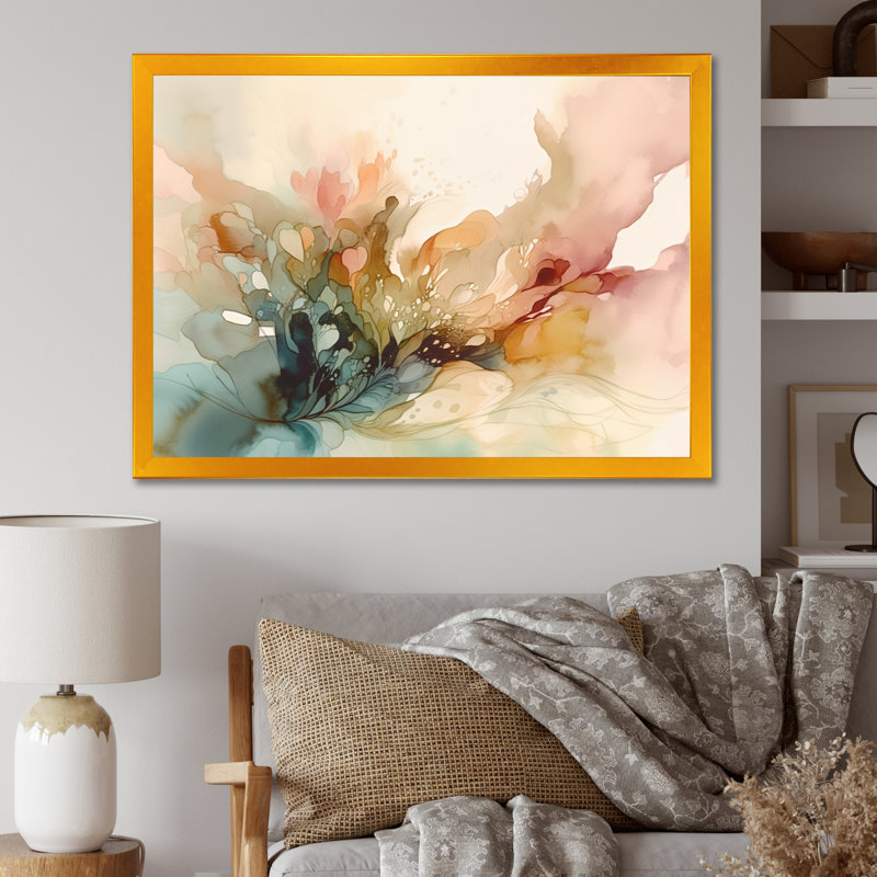 Impressions florales délicates II - Art encadré floral, H 30 po x l 40 po x P 1,5 po, Cadre doré simple