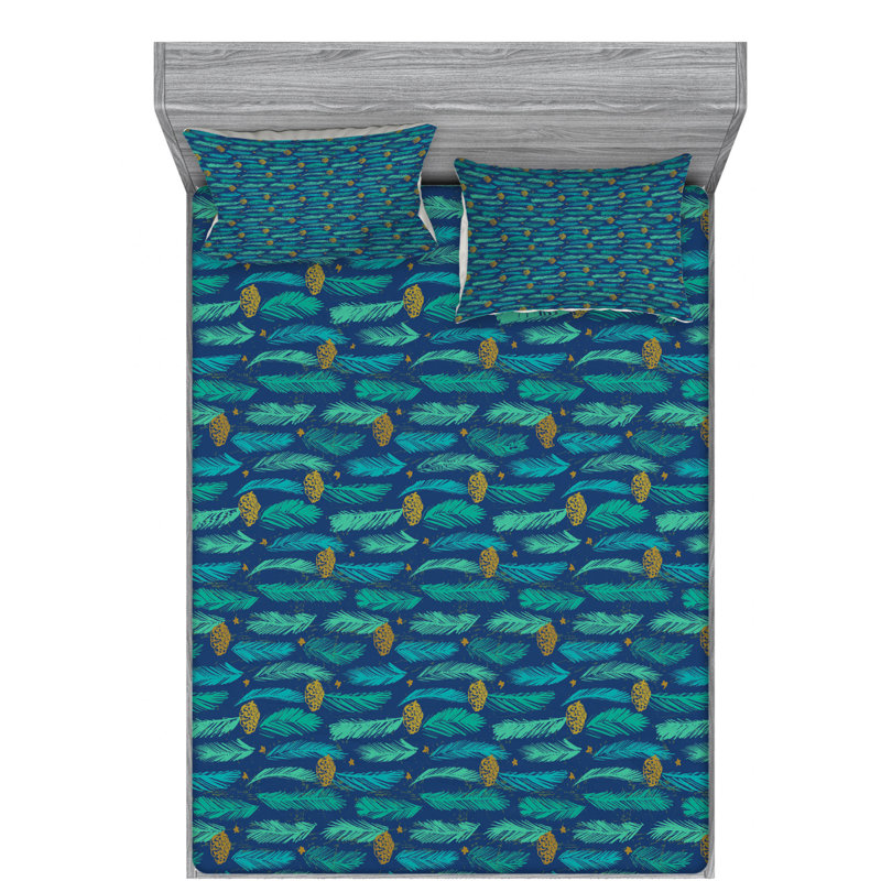 Microfiber Floral Sheet Set, Full/Double Sheet Set with Fitted Sheet