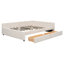 Lit plateforme tapissier en lin avec USB et 2 tiroirs-547582755