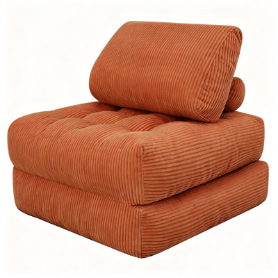 Pouf nuage en velours côtelé orange, mini canapé modulaire moelleux rempli de mousse, canapé relax sans montage pour salon, chambre ou dortoir