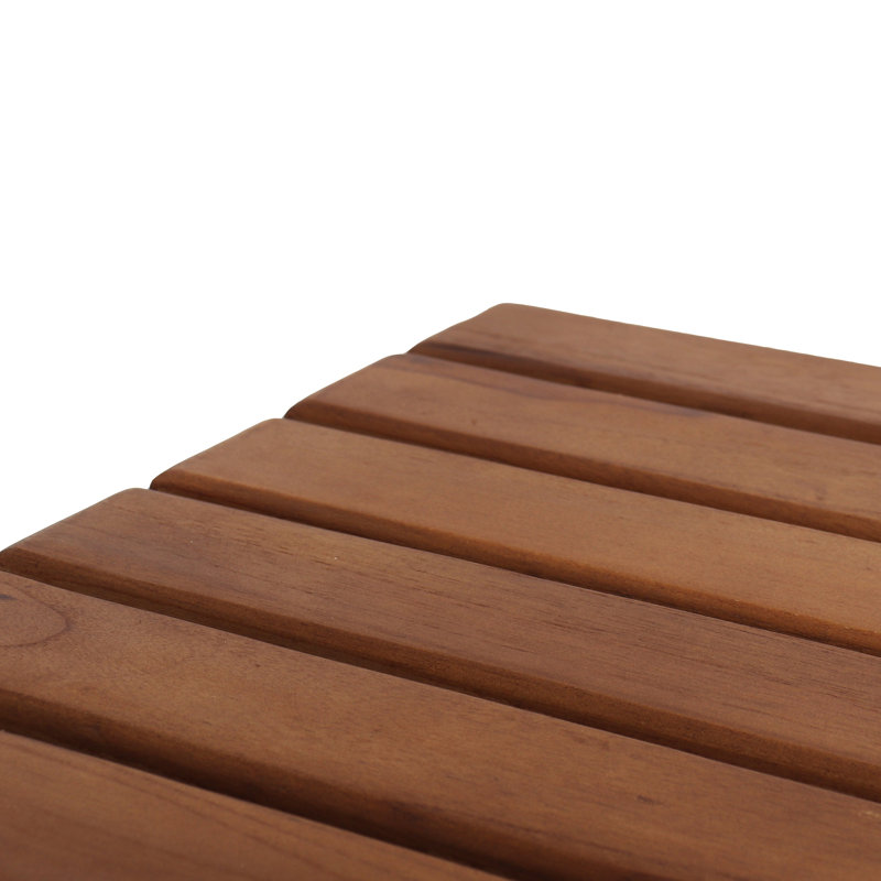 Natural Teak Wood Non-Slip Shower Mat, 35.5" x 19.75"