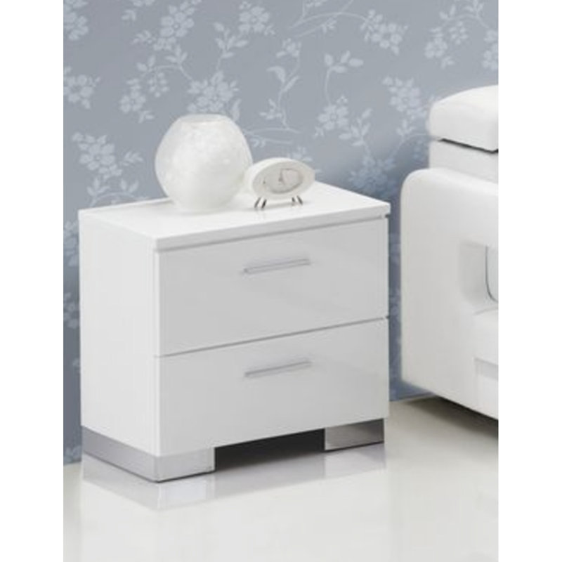 Table de chevet blanche avec pieds - Rangement polyvalent pour chambre à coucher chic