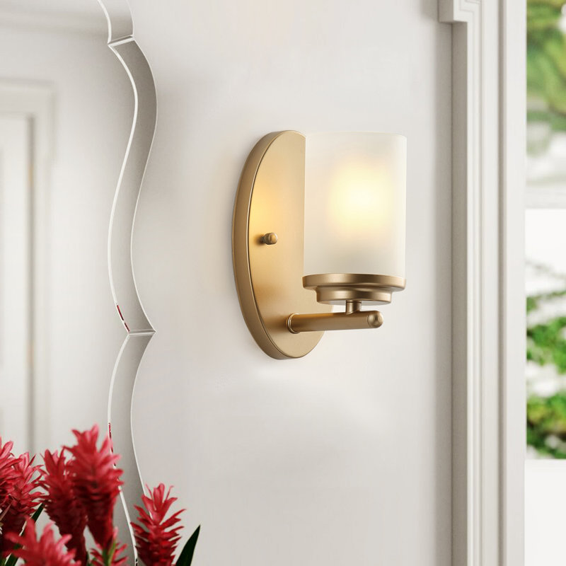1-Golden dimmable glass iron wall lamp, Gold