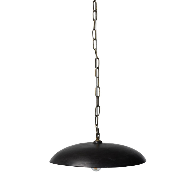 Luminaire suspendu en dome à 1 lumière, Terre cuite noire vieillie